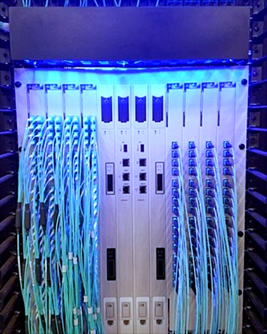 Rack cabling and network equipment detail