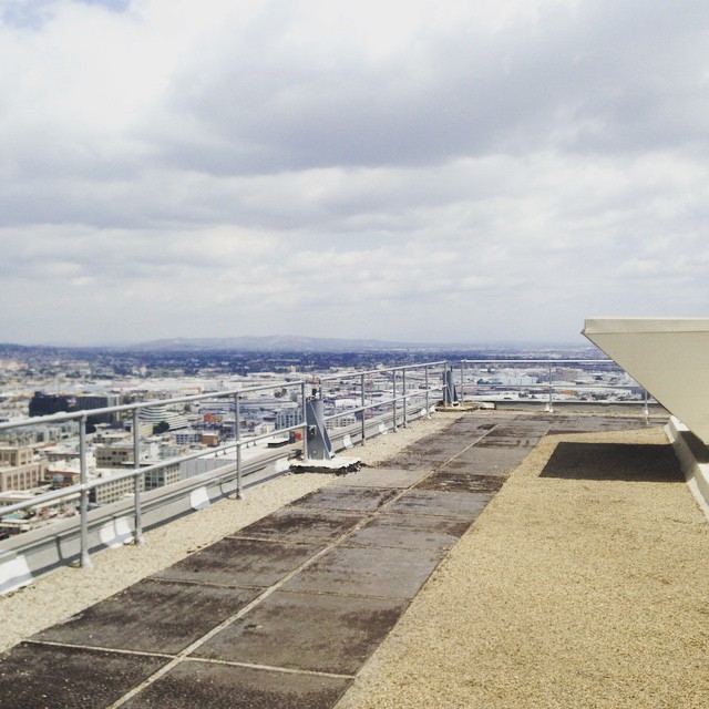 View over Los Angeles from a downtown building rooftop